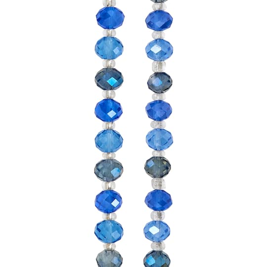 12 Pack: Blue Mix Faceted Glass Rondelle Beads, 8mm by Bead Landing&#x2122;